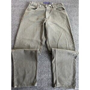 Vintage 1996 Levi's Baggy SilverTab Jeans 36x32 Pleated Relaxed Fit Olive Grey